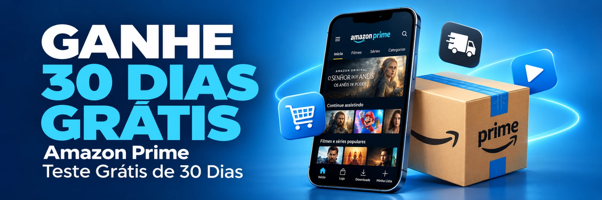 Ganhe 30 dias grátis de Amazon Prime — teste grátis de 30 dias
